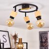Sezze Plafondlamp Hout licht, Zwart, 3-lichts