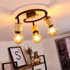 Sezze Plafondlamp Hout licht, Zwart, 3-lichts