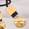 Sezze Plafondlamp Hout licht, Zwart, 3-lichts