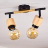 Sezze Plafondlamp Hout licht, Zwart, 2-lichts