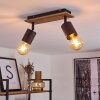Raccuia Plafondlamp Hout donker, Zwart, 2-lichts