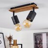 Raccuia Plafondlamp Hout donker, Zwart, 2-lichts