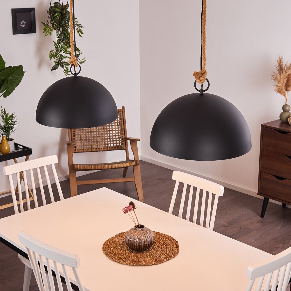 Teneru Hanglamp Hout donker, Zwart, 2-lichts
