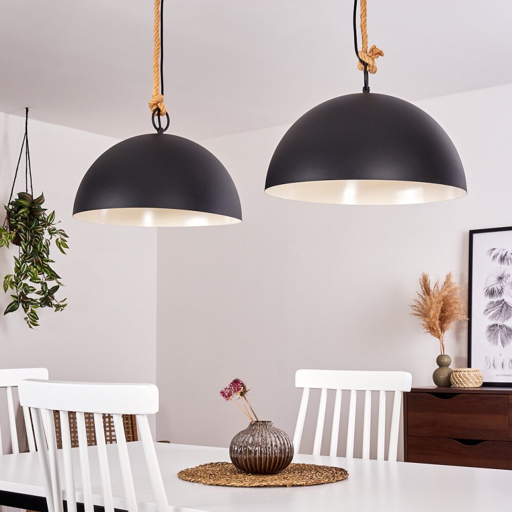 Teneru Hanglamp Hout donker, Zwart, 2-lichts
