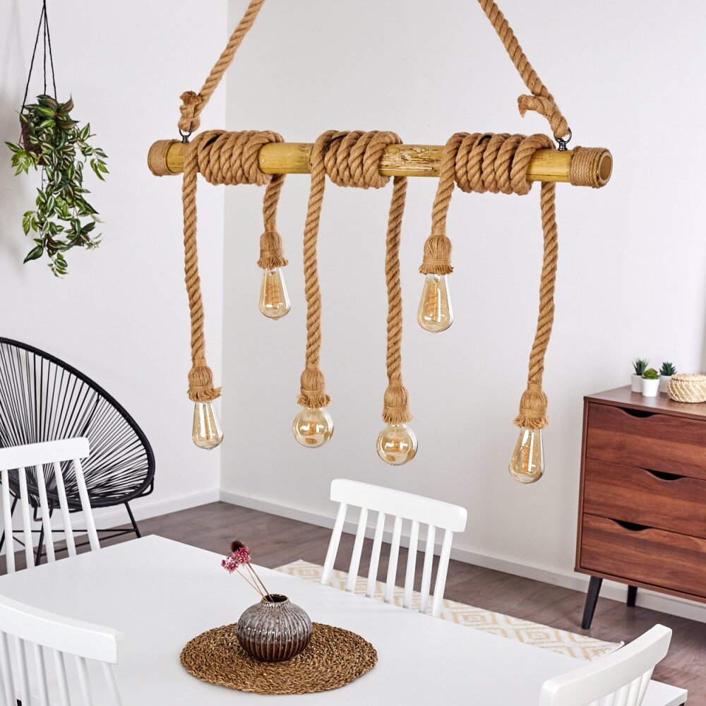 Menamini Hanger Antraciet, Bruin, Hout donker, 6-lichts