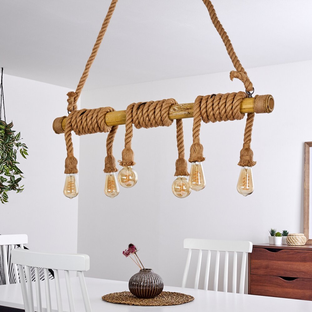 Menamini Hanger Antraciet, Bruin, Hout donker, 6-lichts