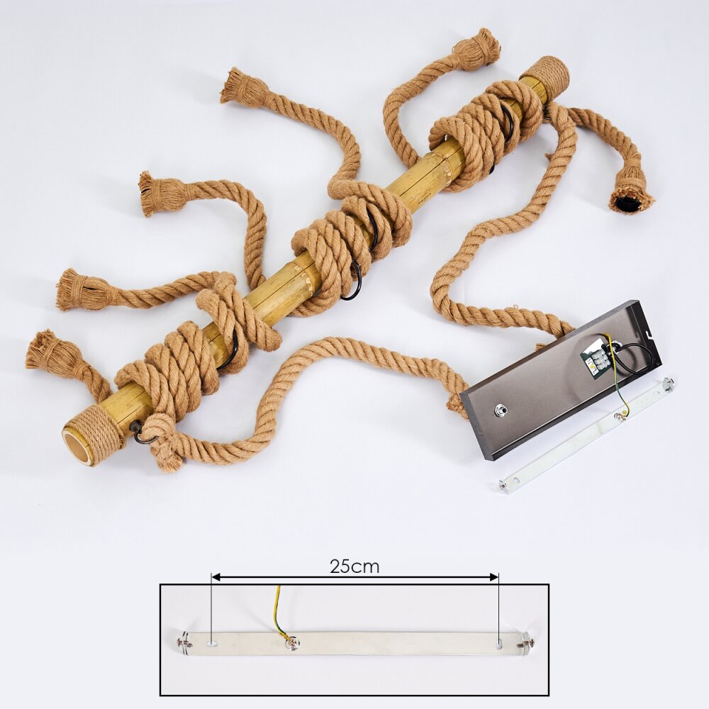 Menamini Hanger Antraciet, Bruin, Hout donker, 6-lichts
