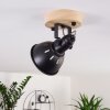 Tina Plafondlamp Hout donker, Zwart, 1-licht