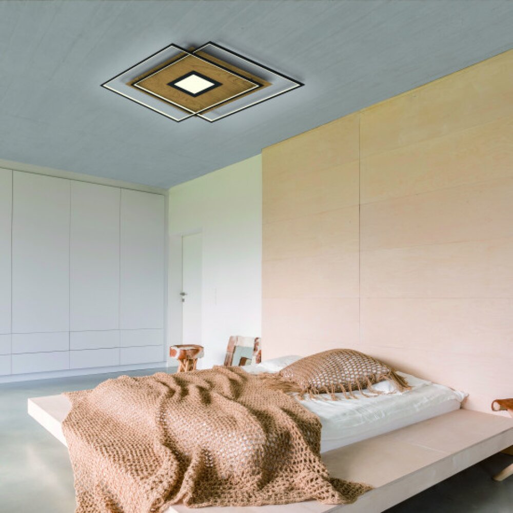 Paul Neuhaus Q-AMIRA Plafondlamp LED Hout licht, 1-licht, Afstandsbediening main product photo