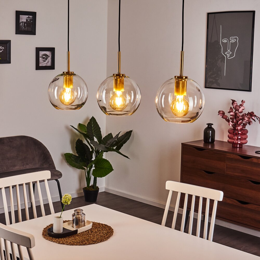 Karo Hanglamp Messing, Zwart, 3-lichts main product photo