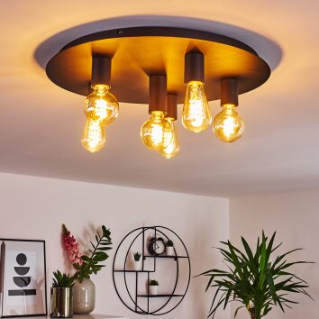 Esbjerg Plafondlamp Zwart, 6-lichts