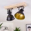 Tina Plafondlamp Hout donker, Zwart, 2-lichts