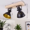 Tina Plafondlamp Hout donker, Zwart, 2-lichts