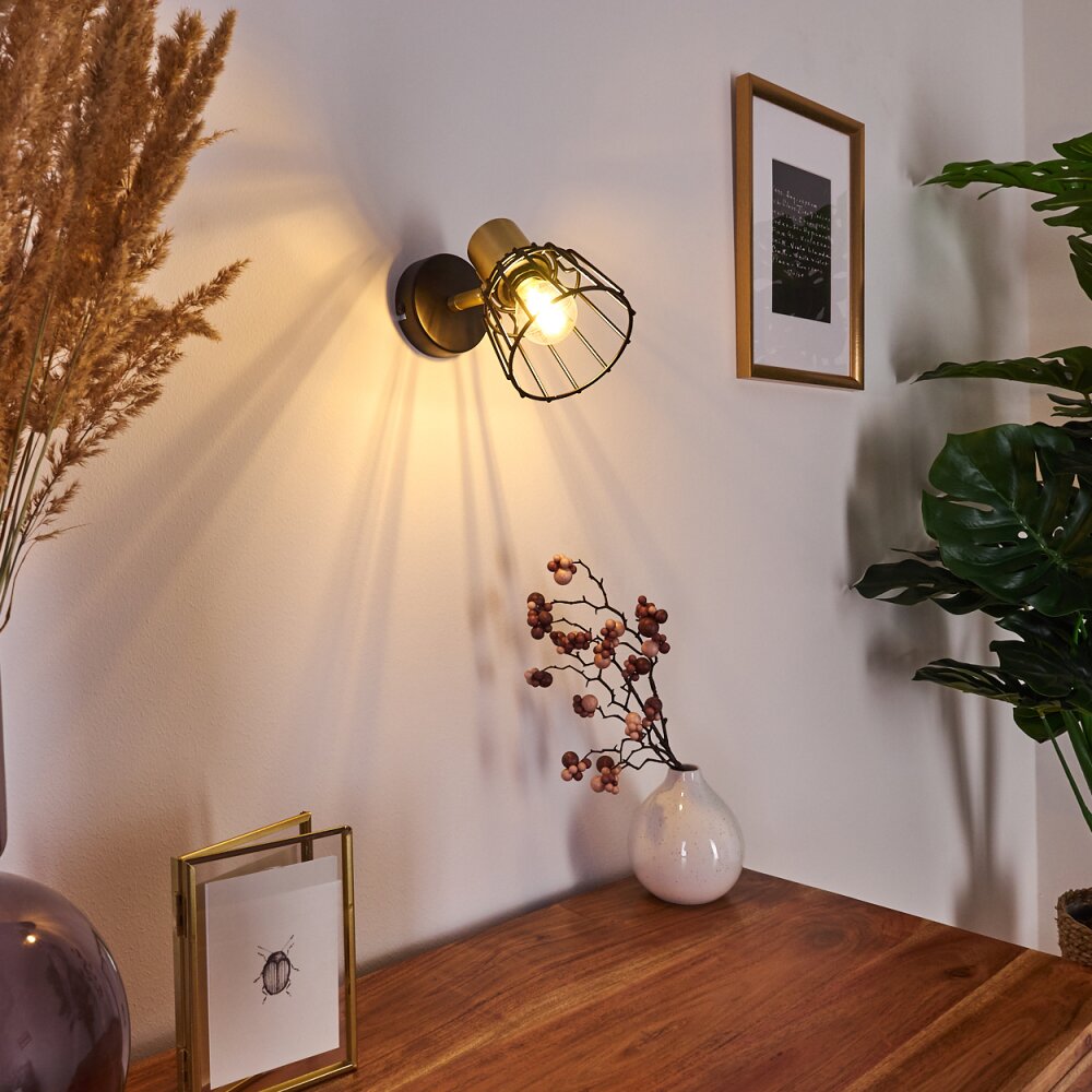 Kesao Muurlamp Messing, Zwart, 1-licht main product photo