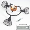 Omba Plafondlamp Hout donker, Zwart, 3-lichts