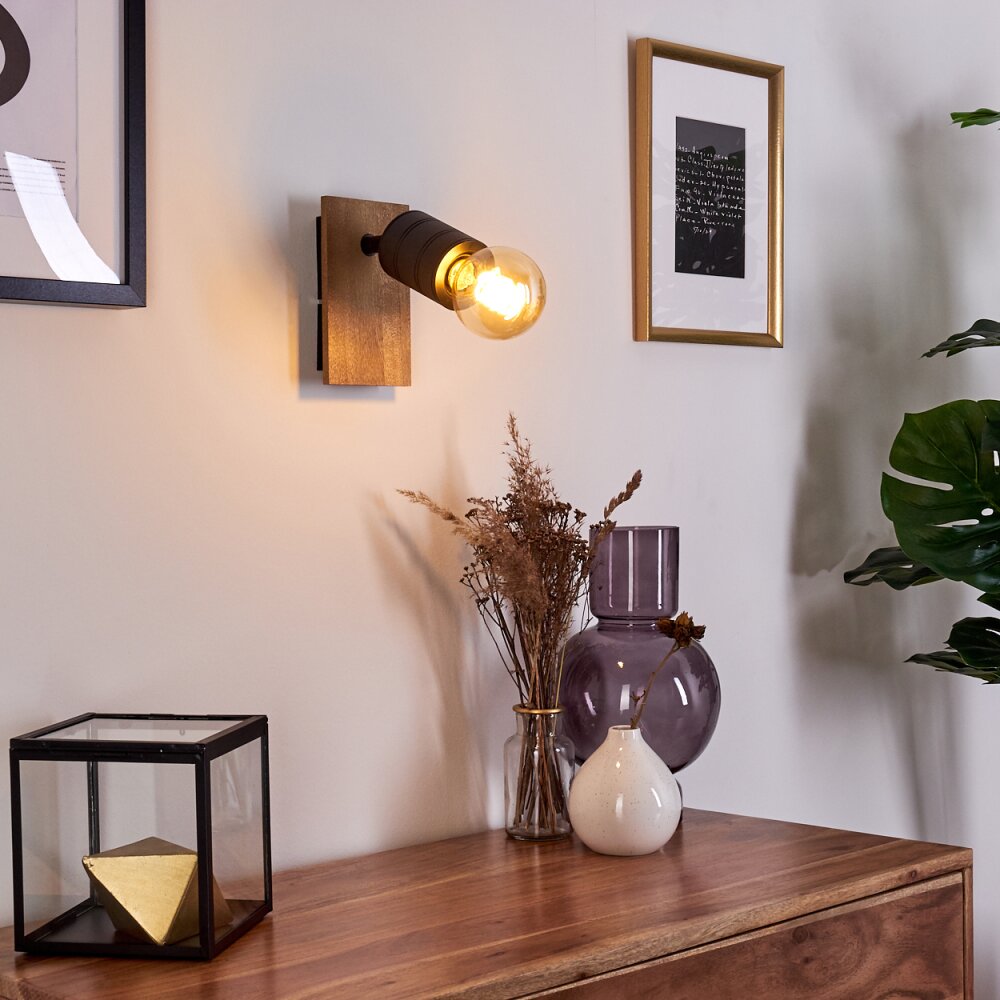 Raccuia Muurlamp Hout donker, Zwart, 1-licht main product photo