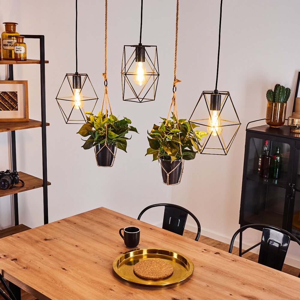 Taheramo Hanger Hout donker, Zwart, 3-lichts main product photo