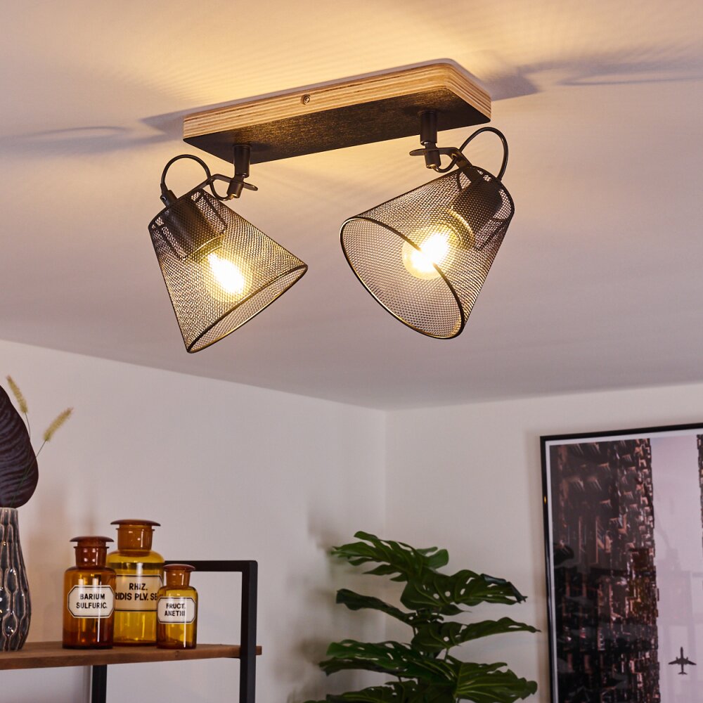 Panaguá Plafondlamp Hout licht, Zwart, 2-lichts main product photo