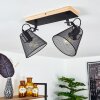 Panaguá Plafondlamp Hout licht, Zwart, 2-lichts