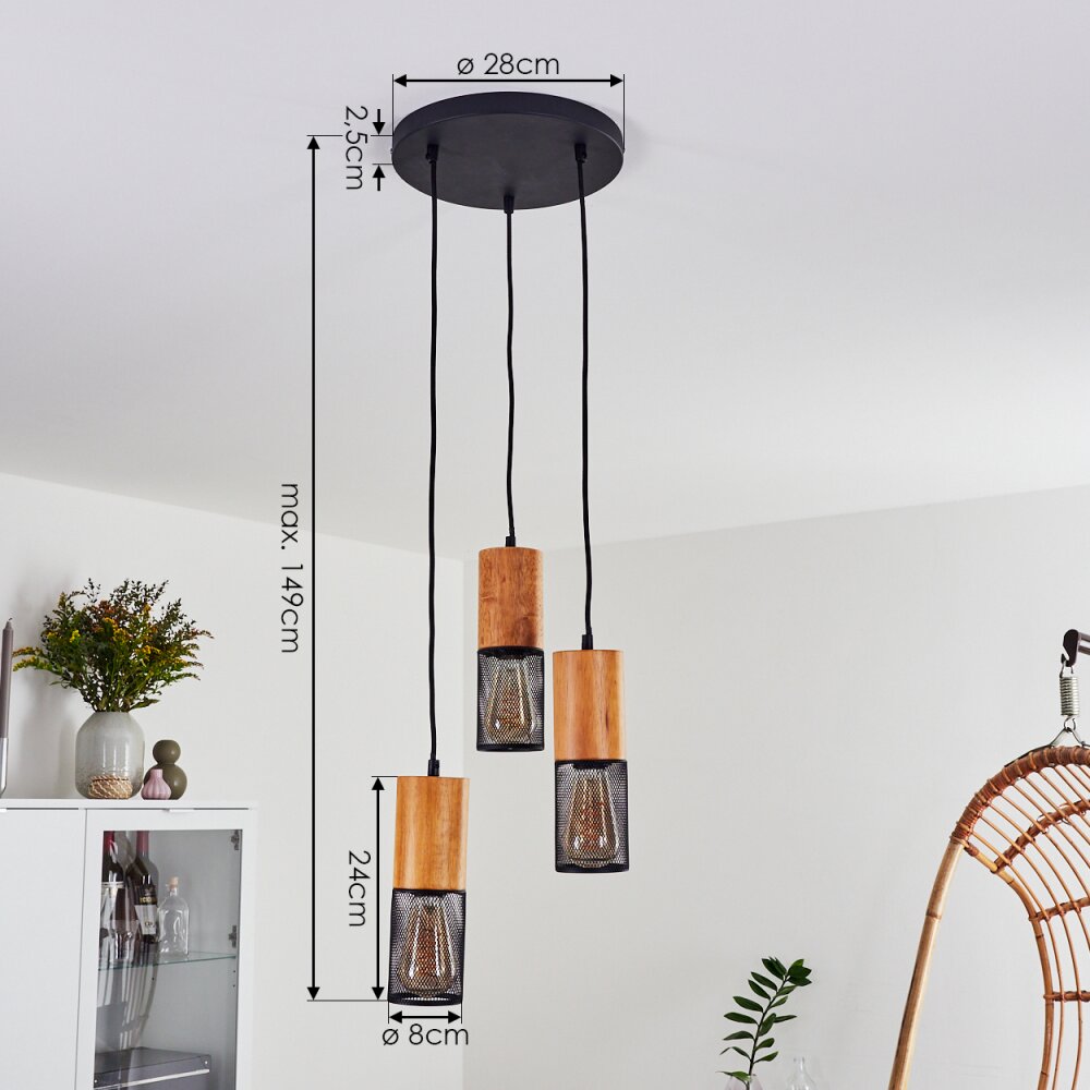 Lenalau Hanglamp Zwart, 3-lichts