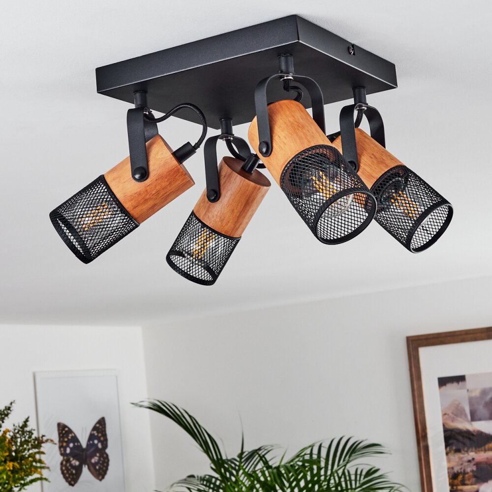Lenalau Plafondlamp Zwart, 4-lichts