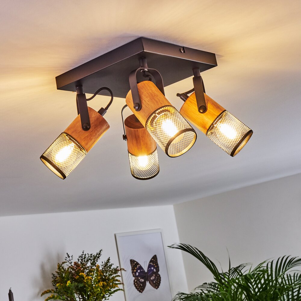 Lenalau Plafondlamp Zwart, 4-lichts