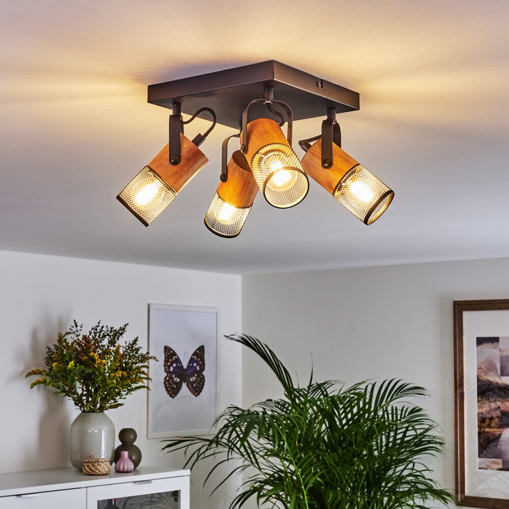 Lenalau Plafondlamp Zwart, 4-lichts