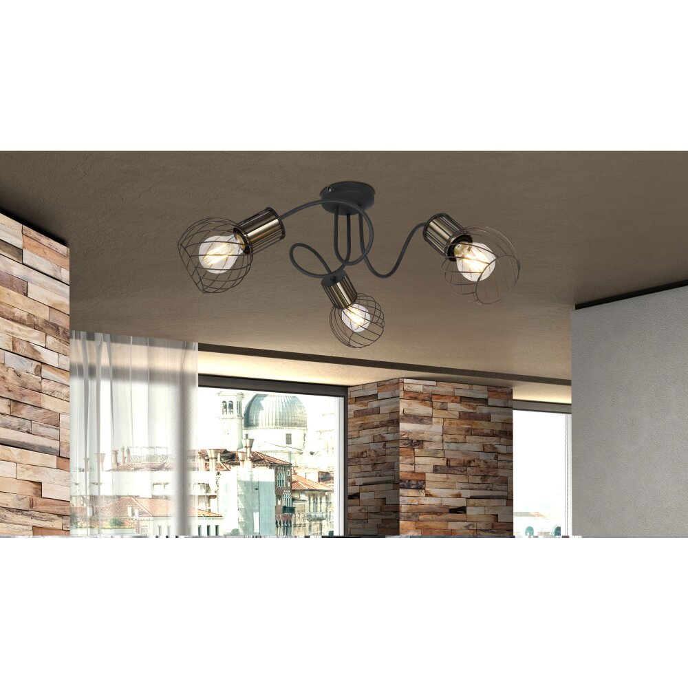 Globo ARGUSTO Plafondlamp Zwart, 3-lichts main product photo