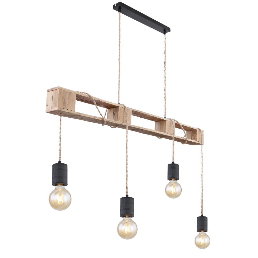 Globo JOELLE Hanger Bruin, Hout licht, Zwart, 4-lichts main product photo