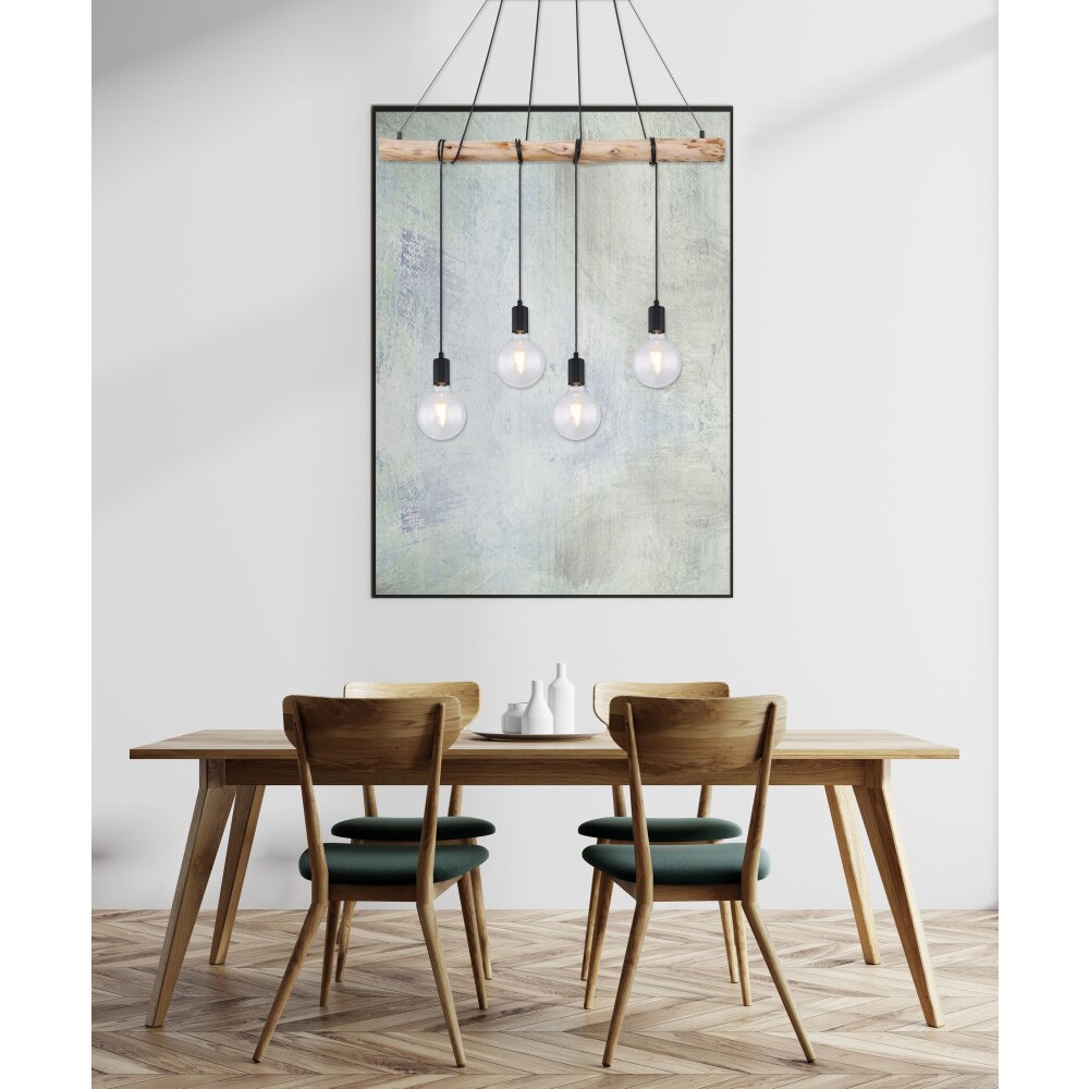 Globo AUSTON Hanger Hout licht, Zwart, 4-lichts main product photo
