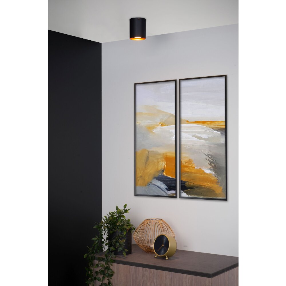 Lucide BIDO Plafondlamp Koperkleurig, Zwart, 1-licht main product photo