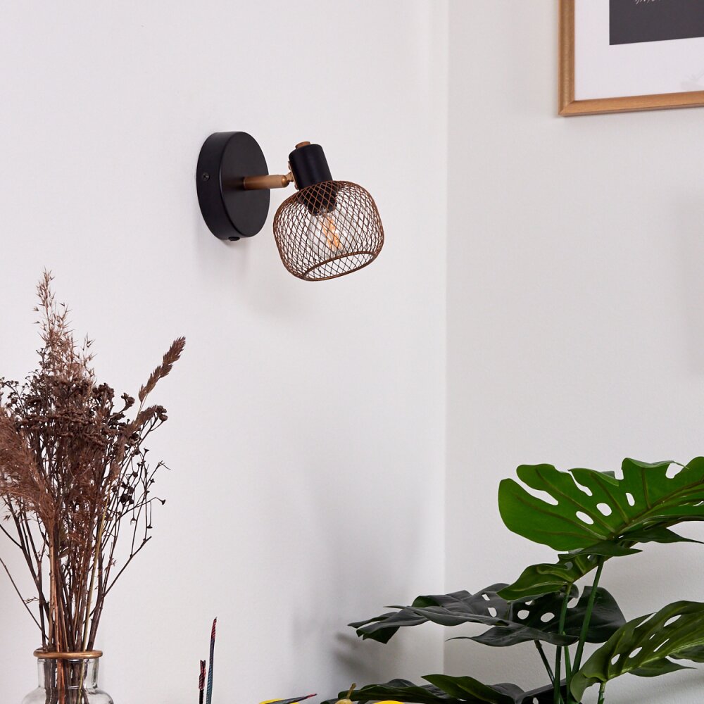 Pipisu Muurlamp Goud, Messing, Zwart, 1-licht