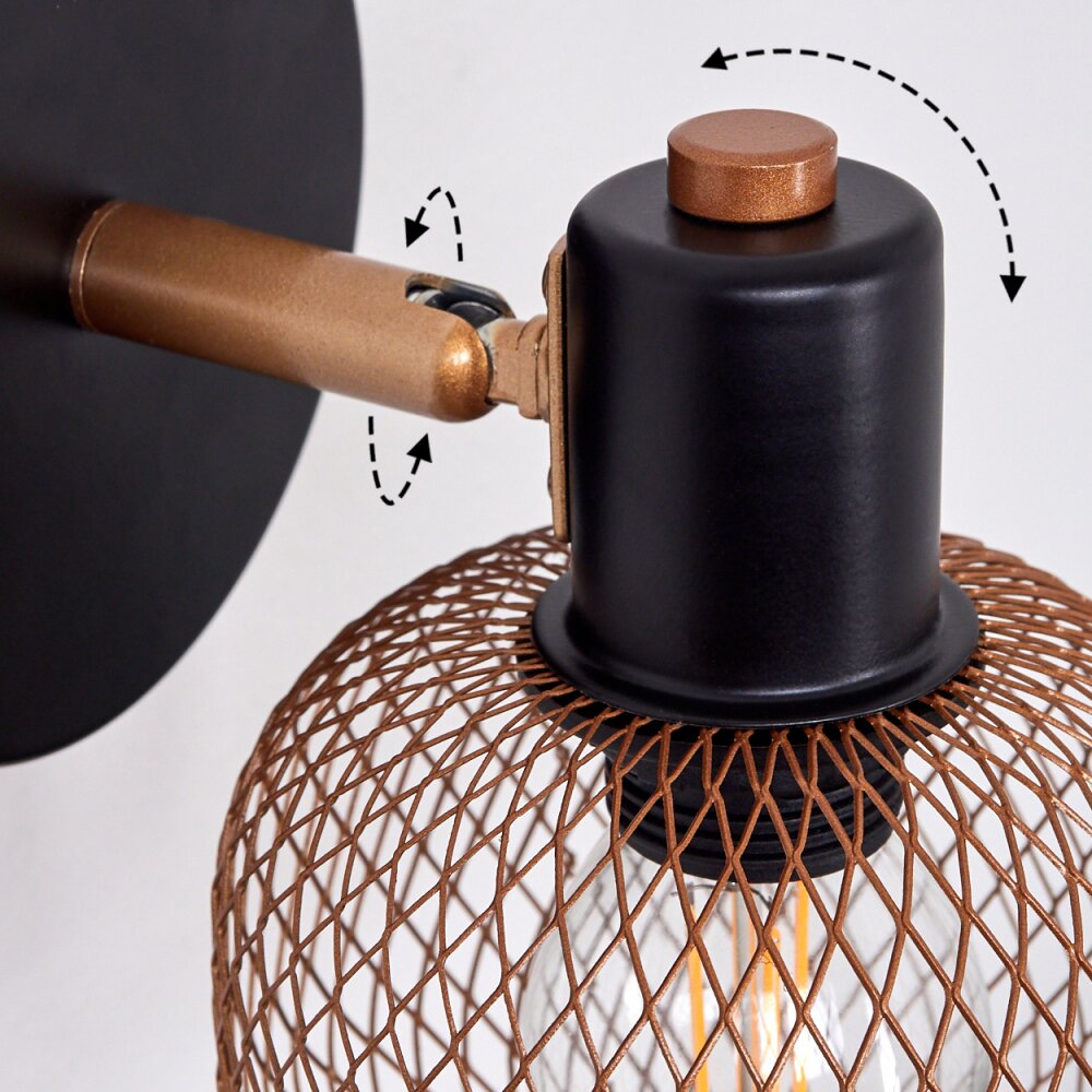 Pipisu Muurlamp Goud, Messing, Zwart, 1-licht