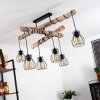Gondo Plafondlamp Hout licht, Zwart, 6-lichts