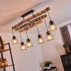 Gondo Plafondlamp Hout licht, Zwart, 6-lichts