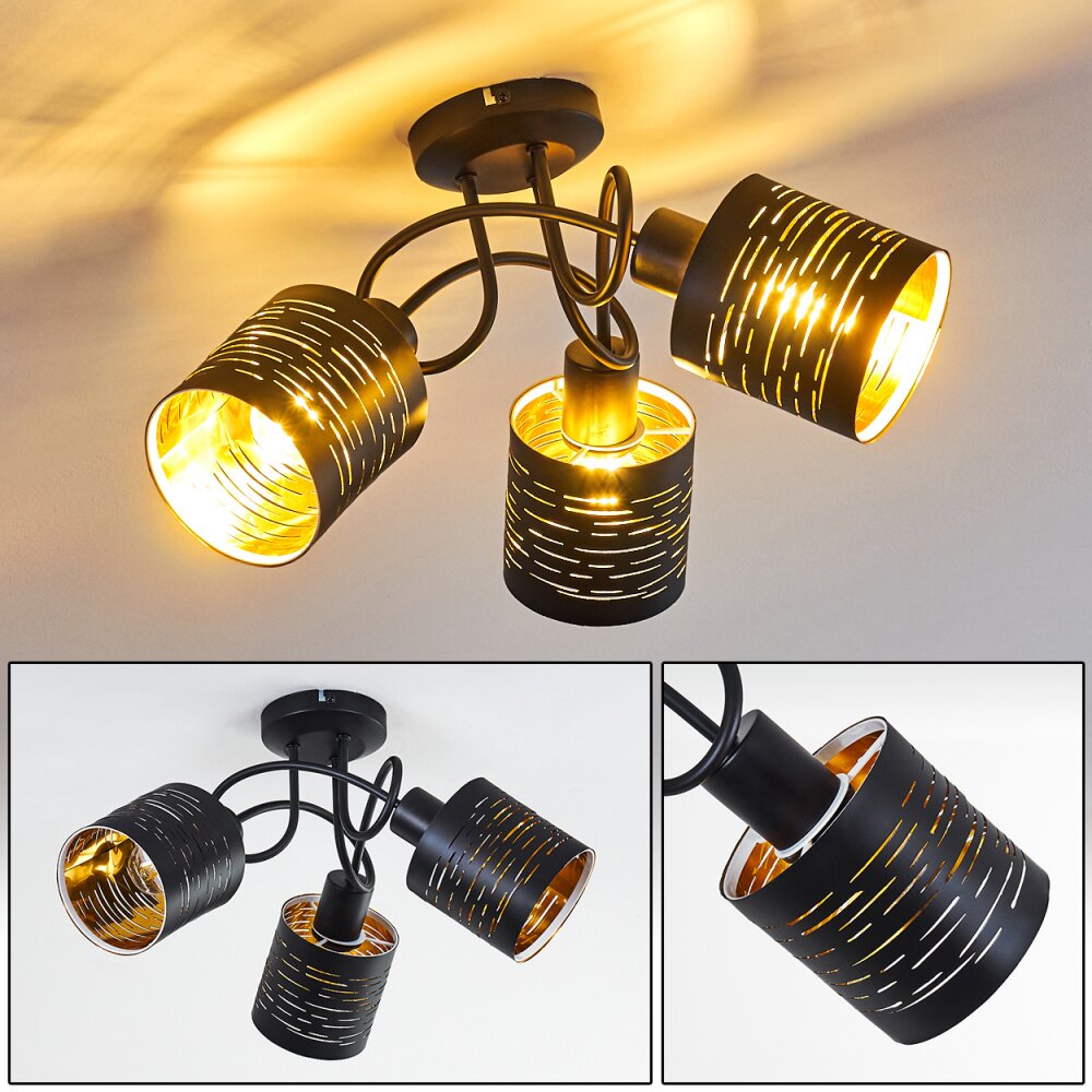 Bathinda Plafondlamp Zwart, 3-lichts main product photo