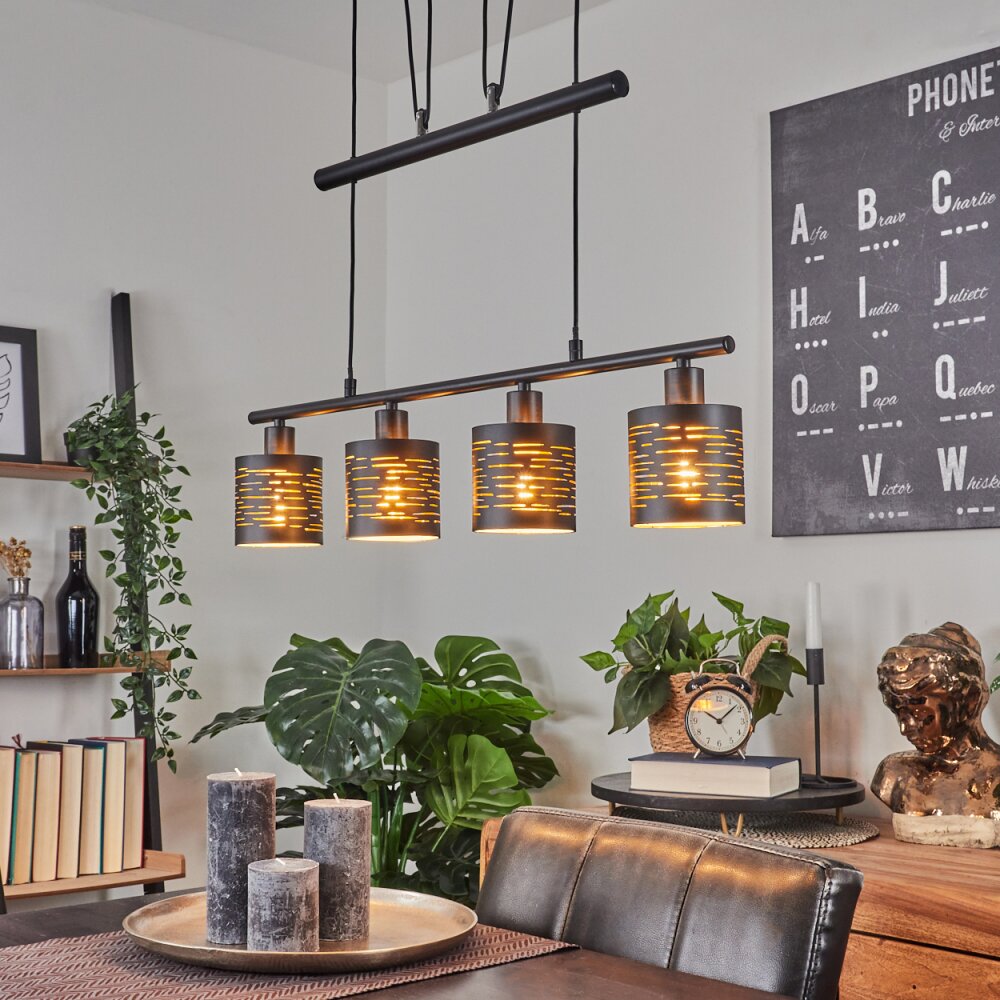 Bathinda Hanglamp Zwart, 4-lichts main product photo