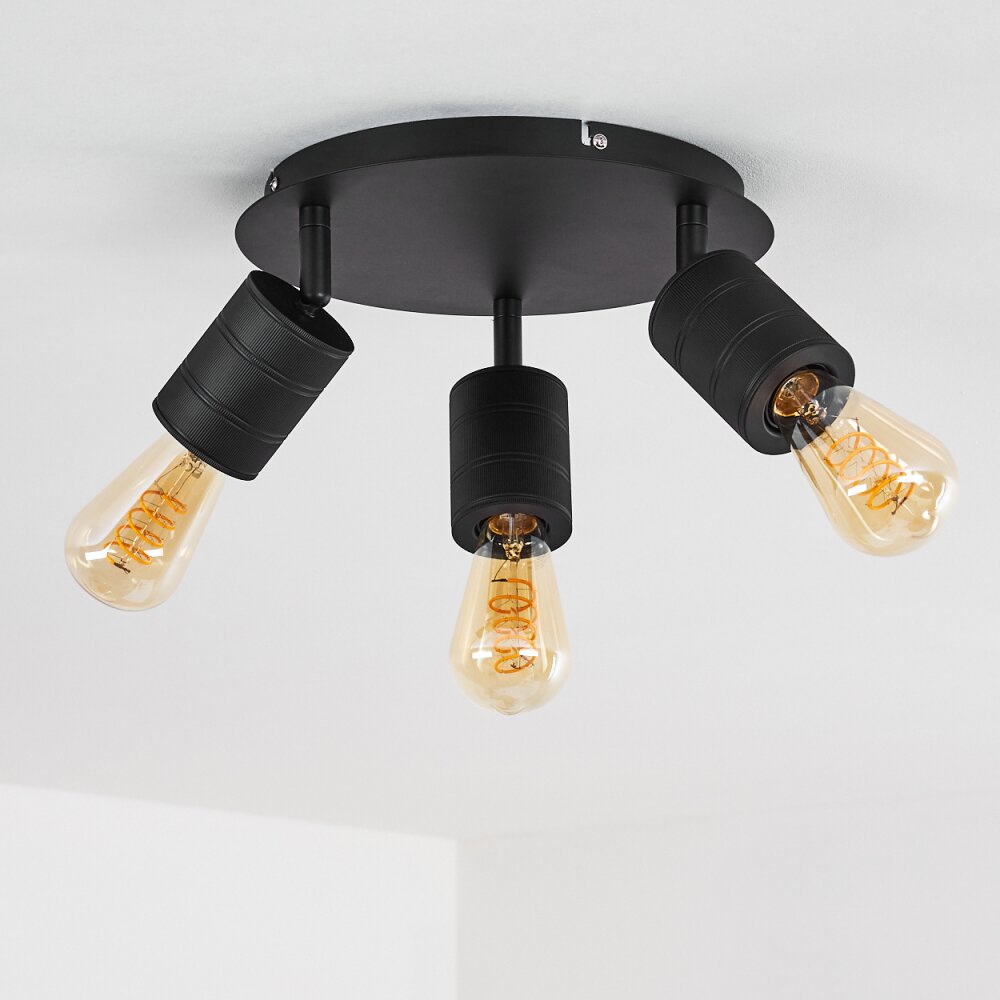 Ajaccio Plafondlamp Zwart, 3-lichts