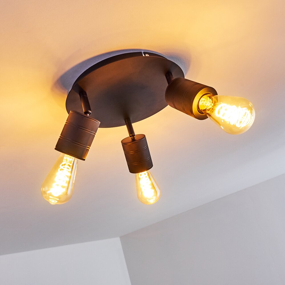 Ajaccio Plafondlamp Zwart, 3-lichts