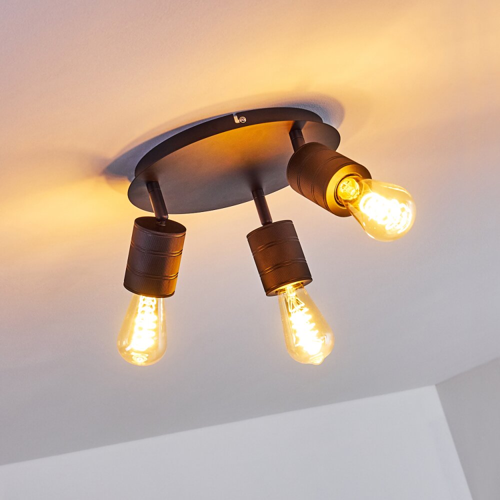 Ajaccio Plafondlamp Zwart, 3-lichts