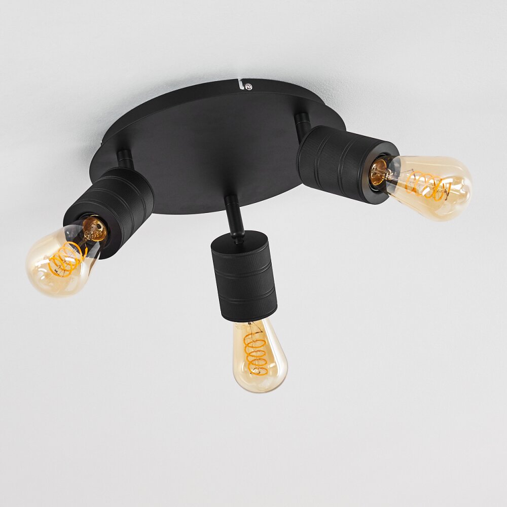 Ajaccio Plafondlamp Zwart, 3-lichts