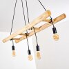 Palmetto Hanglamp Hout licht, Zwart, 4-lichts