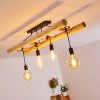 Palmetto Plafondlamp Hout licht, Zwart, 4-lichts
