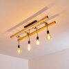 Palmetto Plafondlamp Hout licht, Zwart, 4-lichts