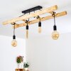 Palmetto Plafondlamp Hout licht, Zwart, 4-lichts