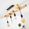 Palmetto Plafondlamp Hout licht, Zwart, 4-lichts