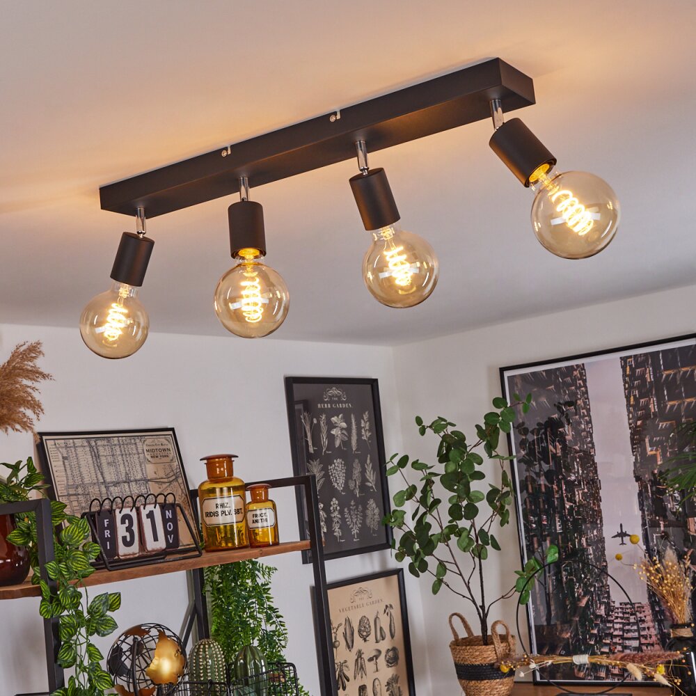 Tulla Plafondlamp Zwart, 4-lichts