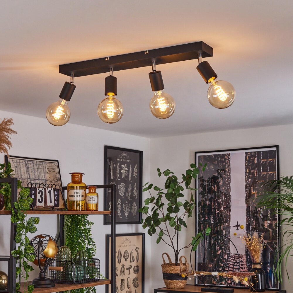 Tulla Plafondlamp Zwart, 4-lichts