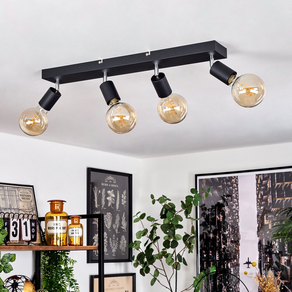 Tulla Plafondlamp Zwart, 4-lichts