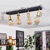 Tulla Plafondlamp Messing, Zwart, 4-lichts